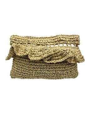 Aqua Gypsy Tan Straw Raffia Crossbody Bag